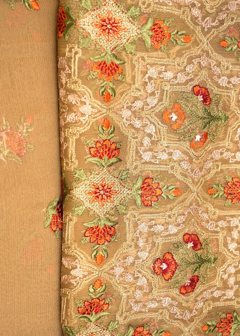 Pakistani | Brown | Unstitched | Daily Wear | Kurta Set | 3 pc Set