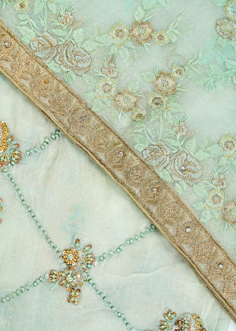 Pakistani | Sky Blue | Unstitched | Festival Wear | Kurta Set | 3 pc Set