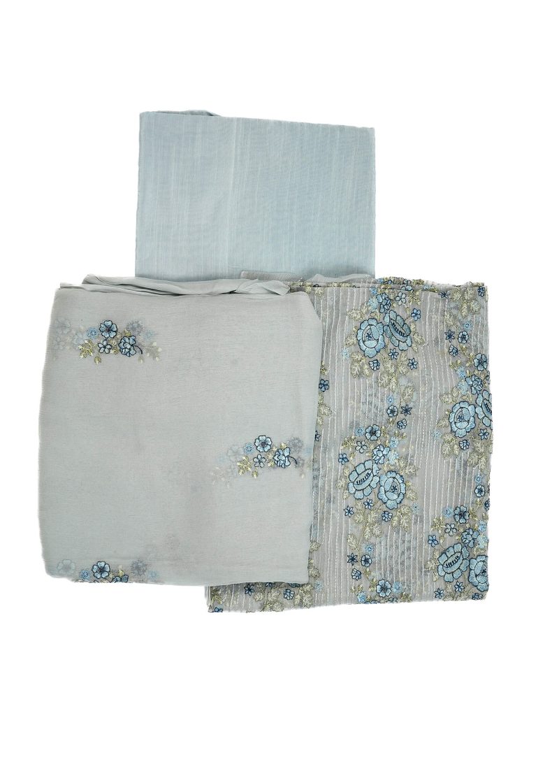 Pakistani | Grey | Unstitched | Daily Wear | Kurta Set | 3 pc Set