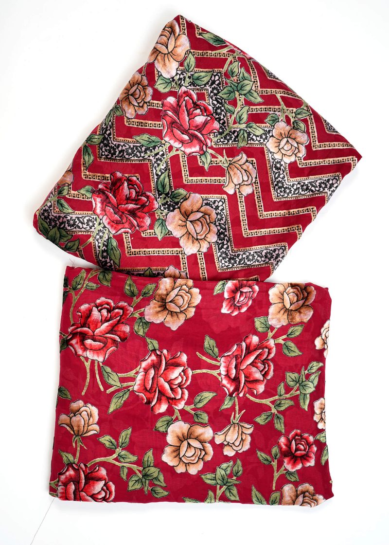 Pakistani | Red | Unstitched | Festival Wear | Kurta Set | 3 pc Set