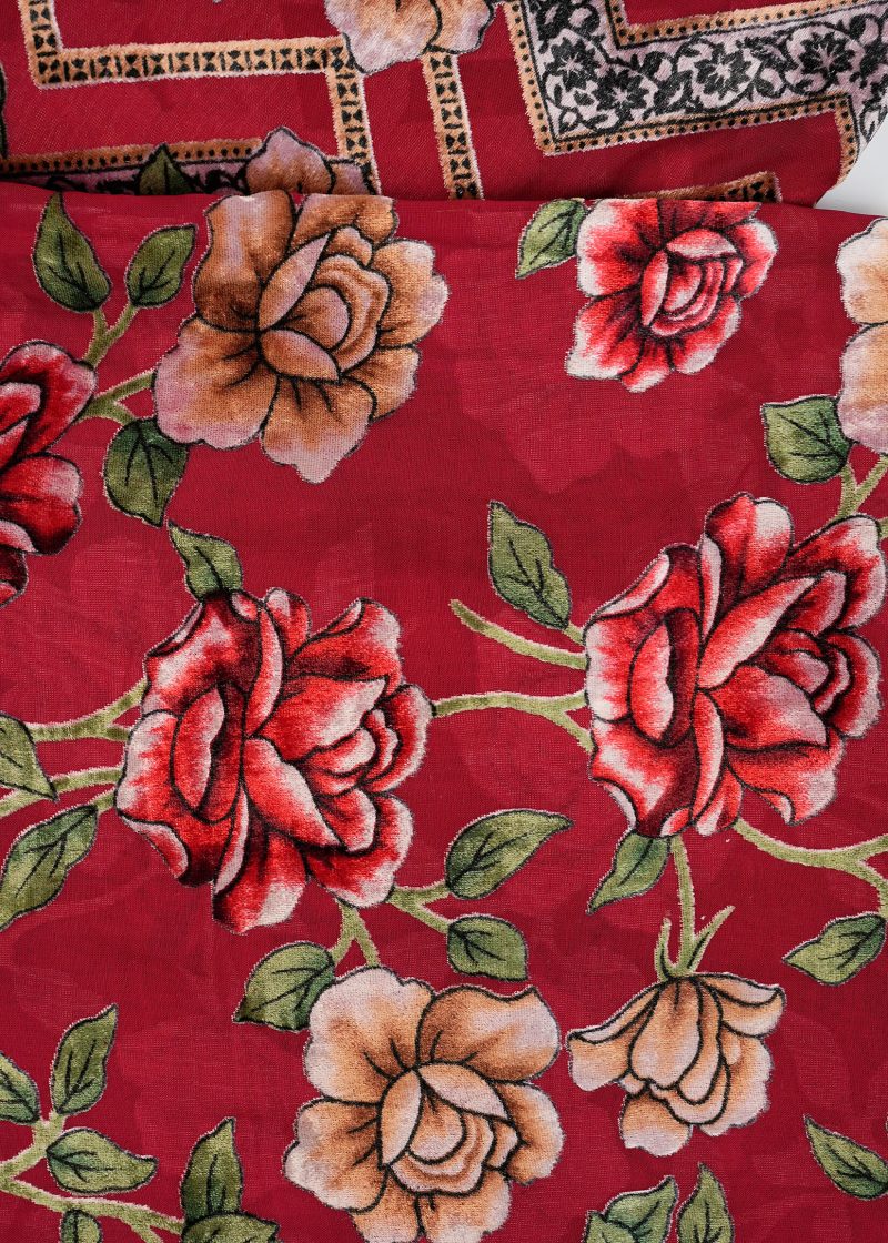 Pakistani | Red | Unstitched | Festival Wear | Kurta Set | 3 pc Set