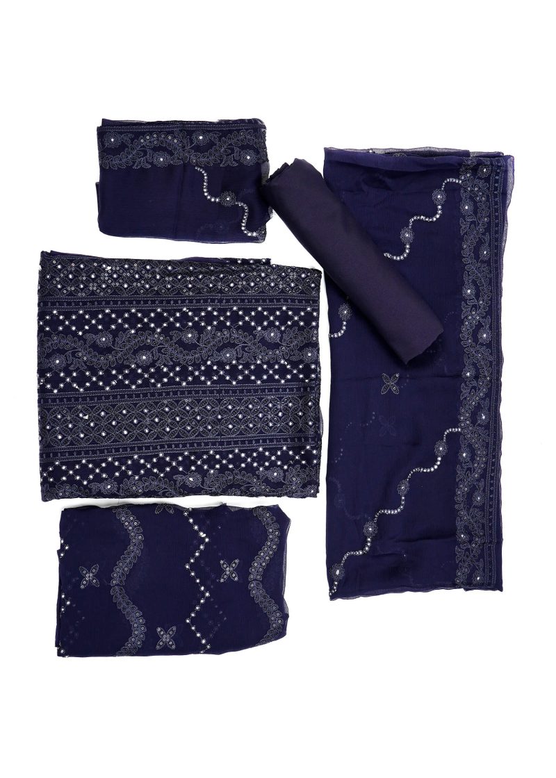 Pakistani | Blue | Unstitched | Festival Wear | Kurta Set | 3 pc Set