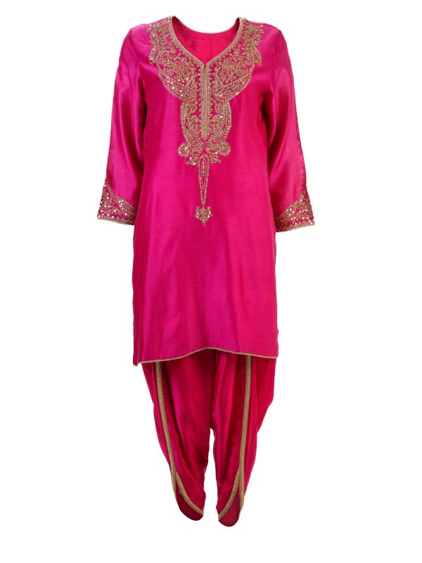 Sonia Ahuja | Magenta | Stitched | Designer Wear | Kurta + Dupatta + Trouser | 3 pc set