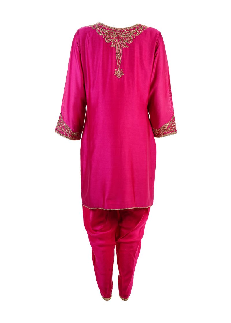 Sonia Ahuja | Magenta | Stitched | Designer Wear | Kurta + Dupatta + Trouser | 3 pc set