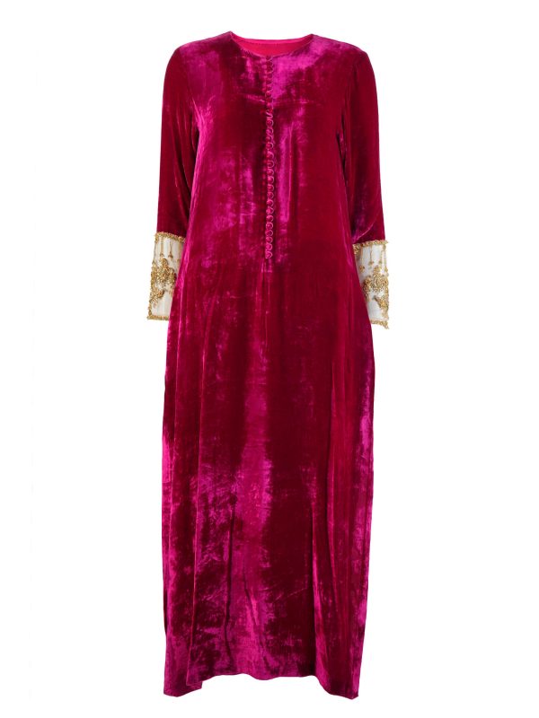 Rozina Muneeb | Rani Pink | Stitched | Designer Wear | Kaftan & Trouser | 2 pc set