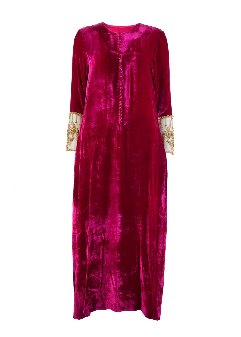 Rozina Muneeb | Rani Pink | Stitched | Designer Wear | Kaftan & Trouser | 2 pc set