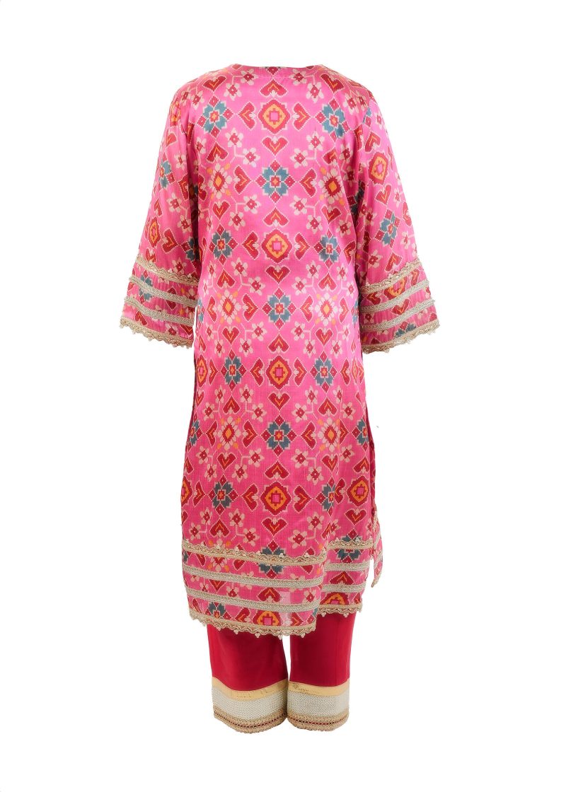 Sonia Ahuja | Pink | Stitched | Designer Wear | Kurta + Dupatta + Trouser | 3 pc set