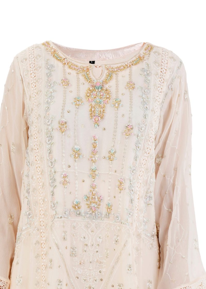 Aagha Noor | Light Peach | Stitched | Semi Party Wear | Kurta Dupatta Trouser | 3 pc set