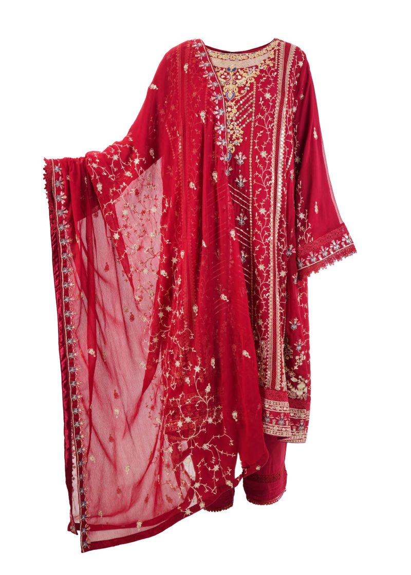 Aagha Noor | Maroon | Stitched | Semi Party Wear | Kurta Dupatta Trouser | 3 pc set