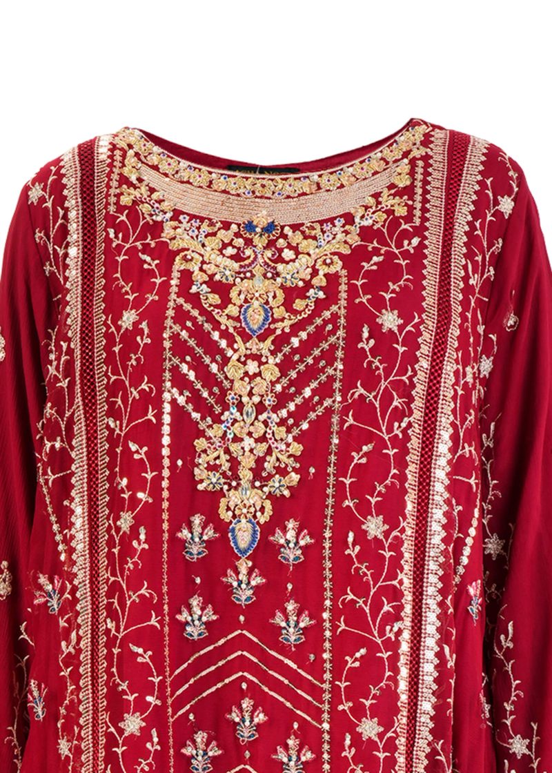 Aagha Noor | Maroon | Stitched | Semi Party Wear | Kurta Dupatta Trouser | 3 pc set