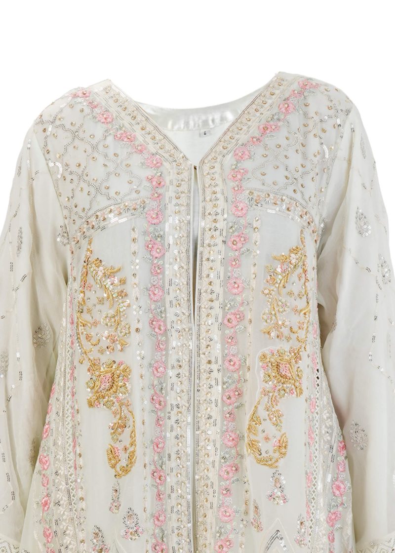 Aagha Noor | Off White | Stitched | Party Wear | kurta set | 3 pc set