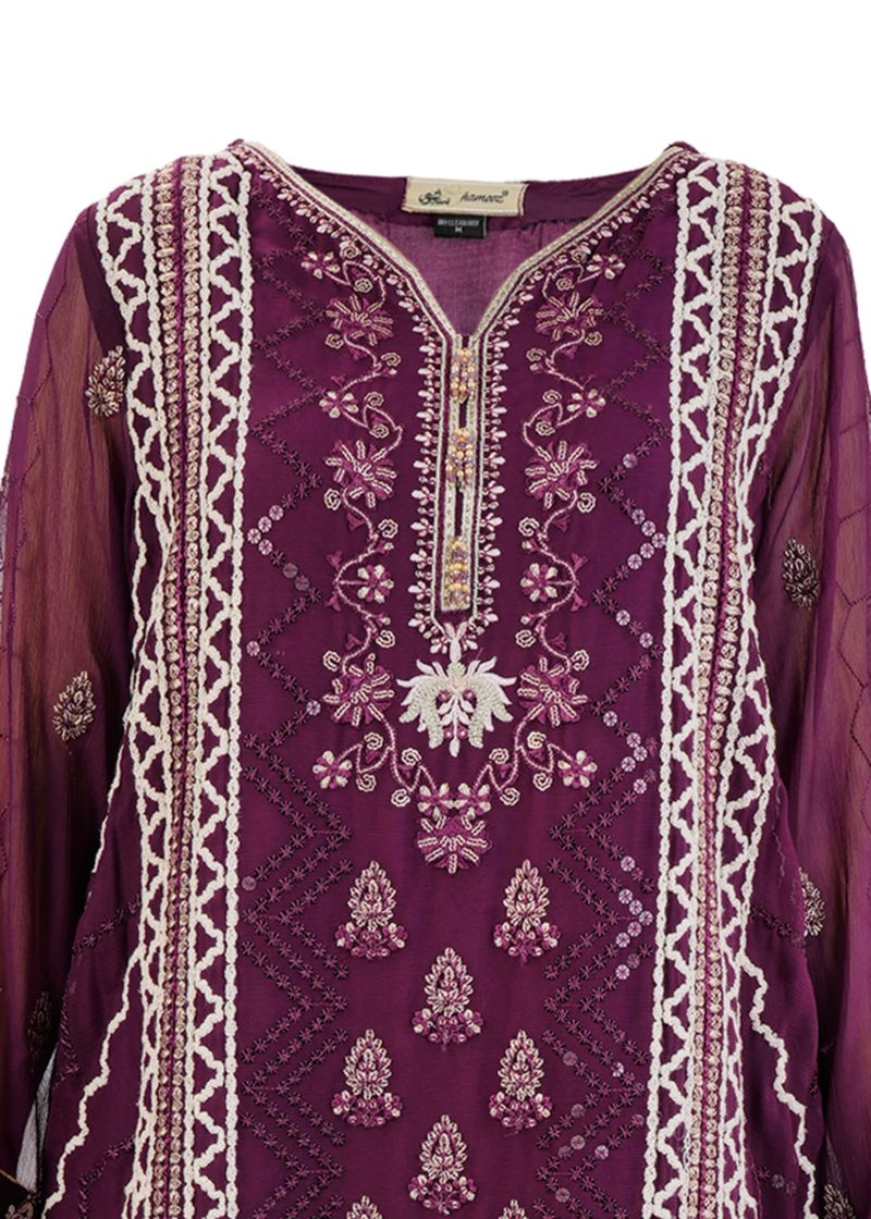 Shamooz | Purple | Stitched | Semi Party Wear | Kurta Dupatta Trouser | 3 pc set