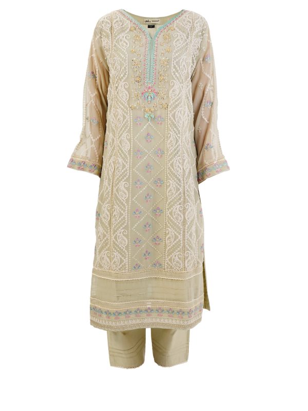 Shamooz | Sea Green | Stitched | Semi Party Wear | Kurta Dupatta Trouser | 3 pc set