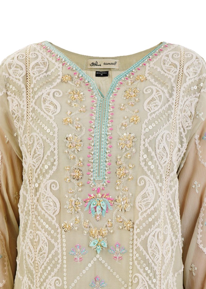 Shamooz | Sea Green | Stitched | Semi Party Wear | Kurta Dupatta Trouser | 3 pc set