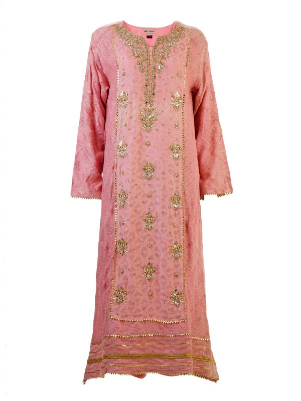 Shamooz | Pink | Stitched | Designer Wear | Kurta Dupatta Trouser | 3 pc set