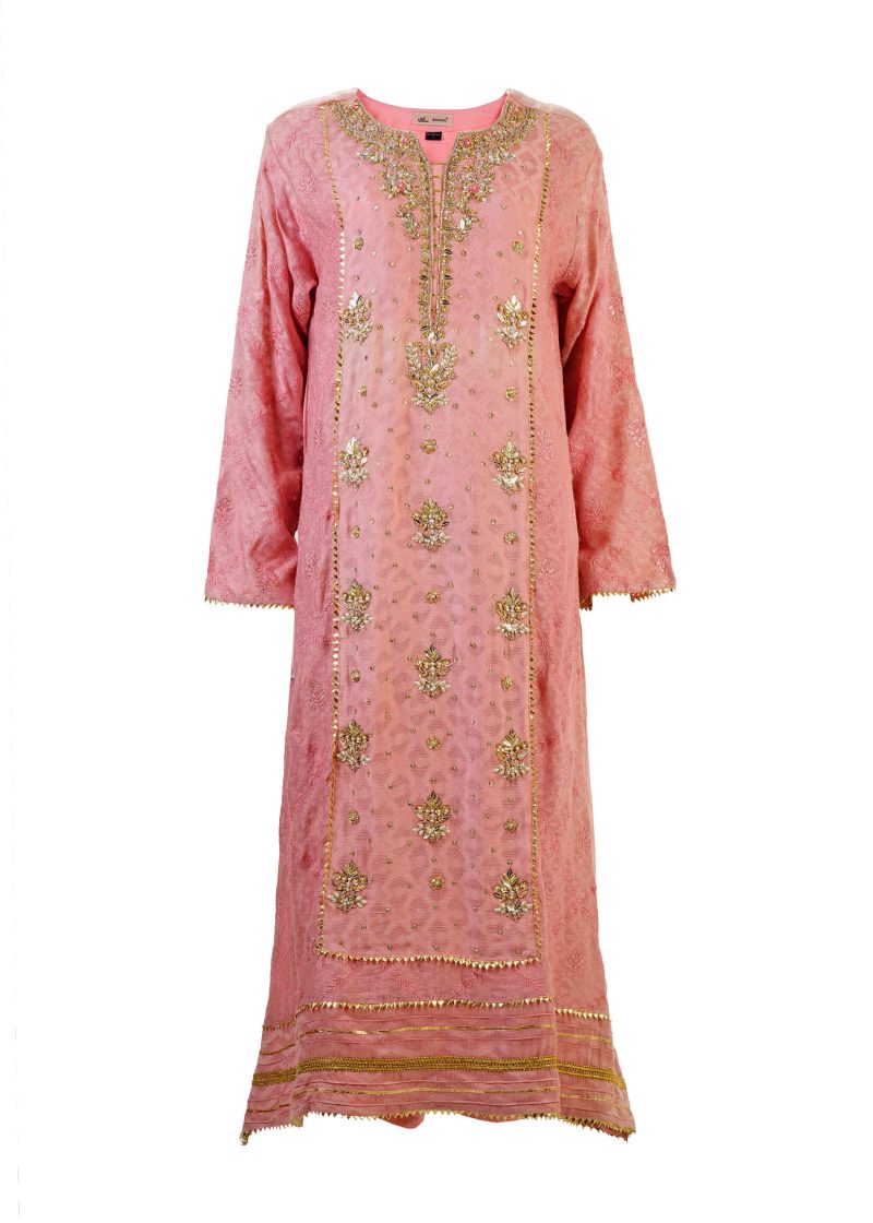 Shamooz | Pink | Stitched | Designer Wear | Kurta Dupatta Trouser | 3 pc set