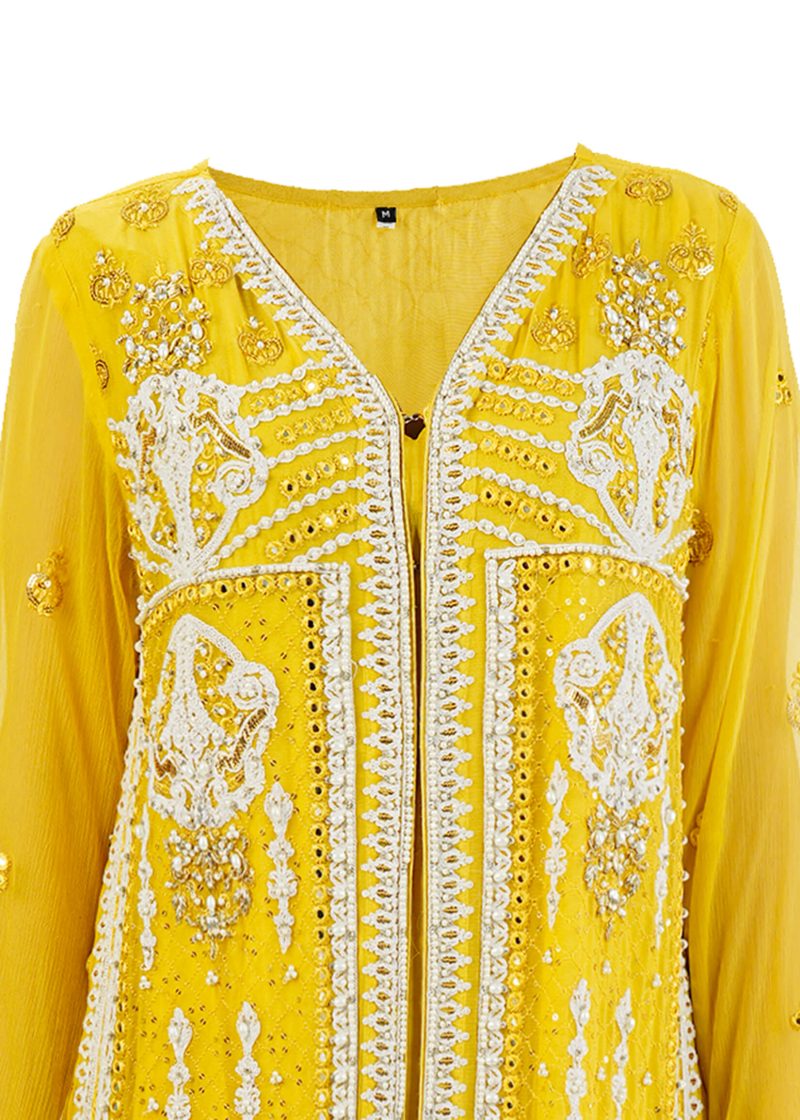 Aagha Noor |Yellow | Stitched | Party Wear | kurta set | 3 pc set