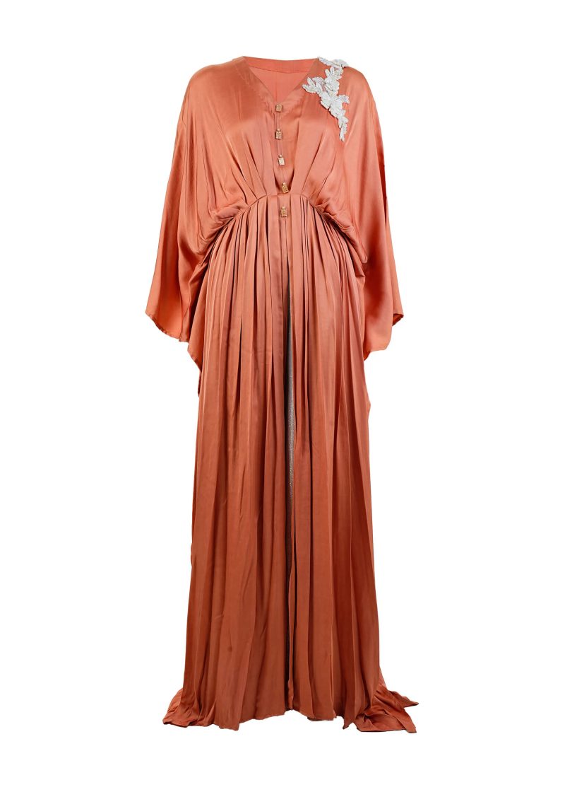 Zunaira Hayat | Dark Peach | Stitched | Designer Wear | Kaftan + Squirt | 1 PC set