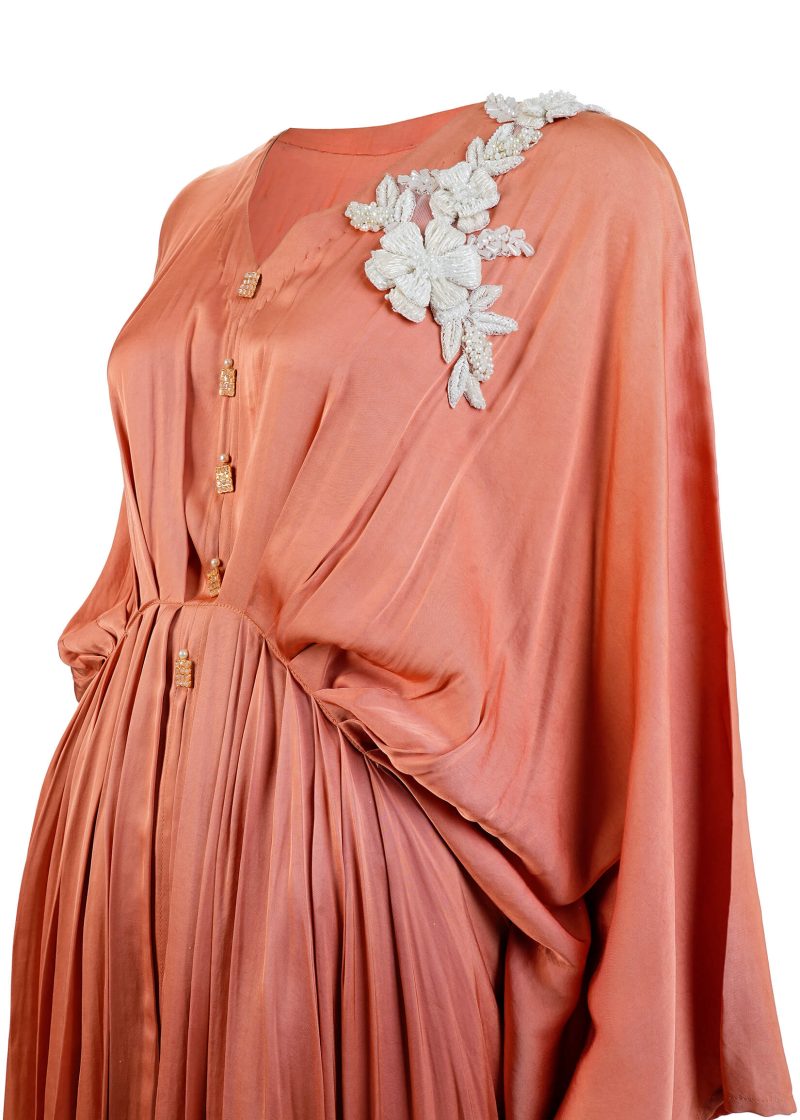 Zunaira Hayat | Dark Peach | Stitched | Designer Wear | Kaftan + Squirt | 1 PC set