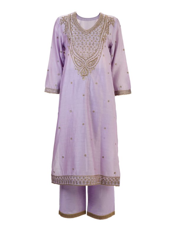 Sonia Ahuja | Purple | Semi Stitched | Designer Wear | Kurta Dupatta Trouser | 3 pc set
