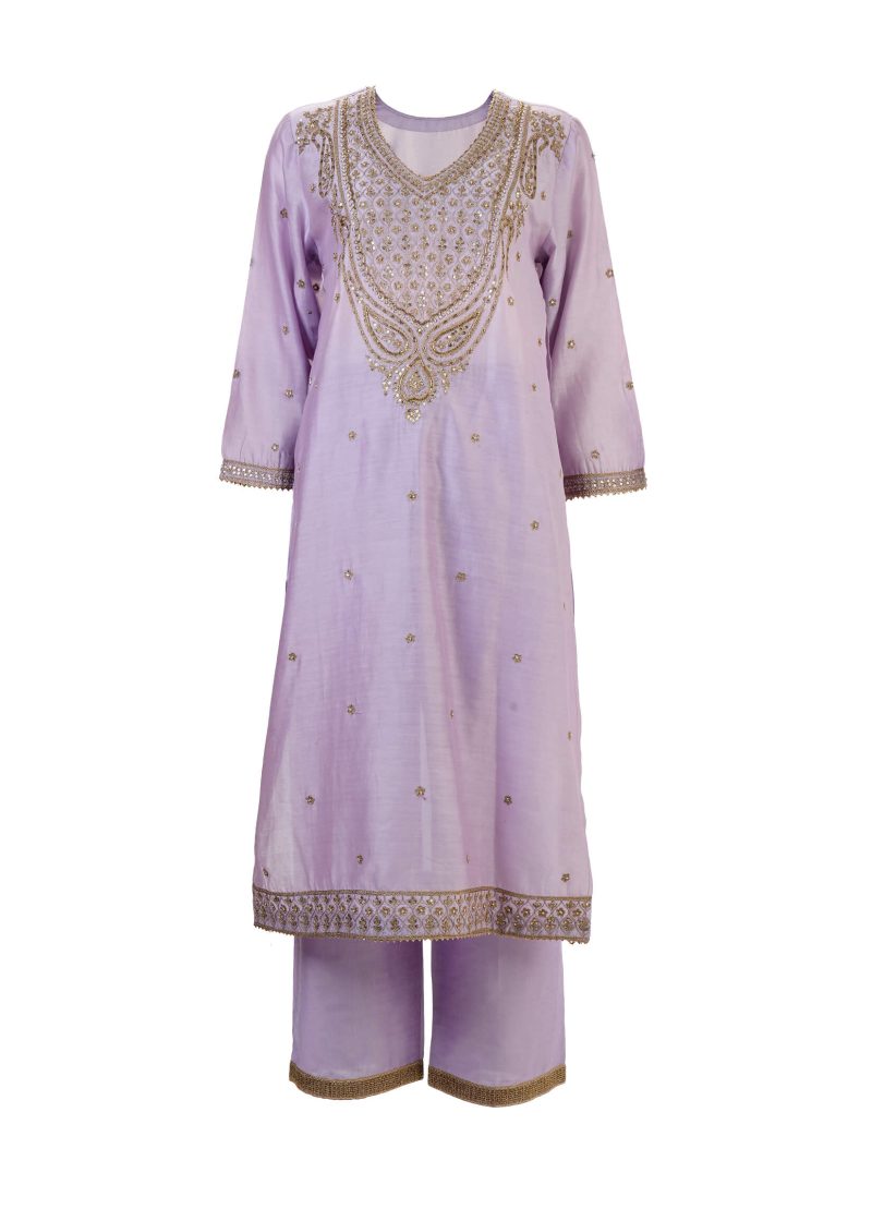 Sonia Ahuja | Purple | Semi Stitched | Designer Wear | Kurta Dupatta Trouser | 3 pc set
