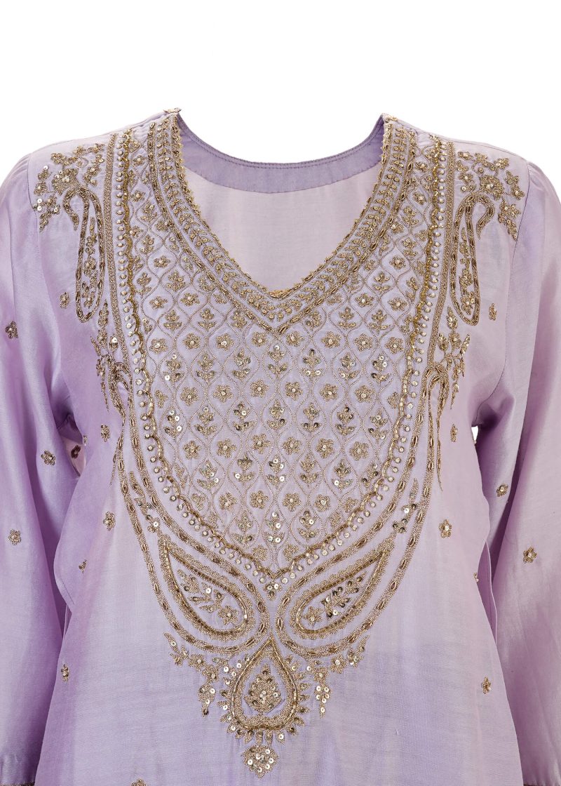 Sonia Ahuja | Purple | Semi Stitched | Designer Wear | Kurta Dupatta Trouser | 3 pc set