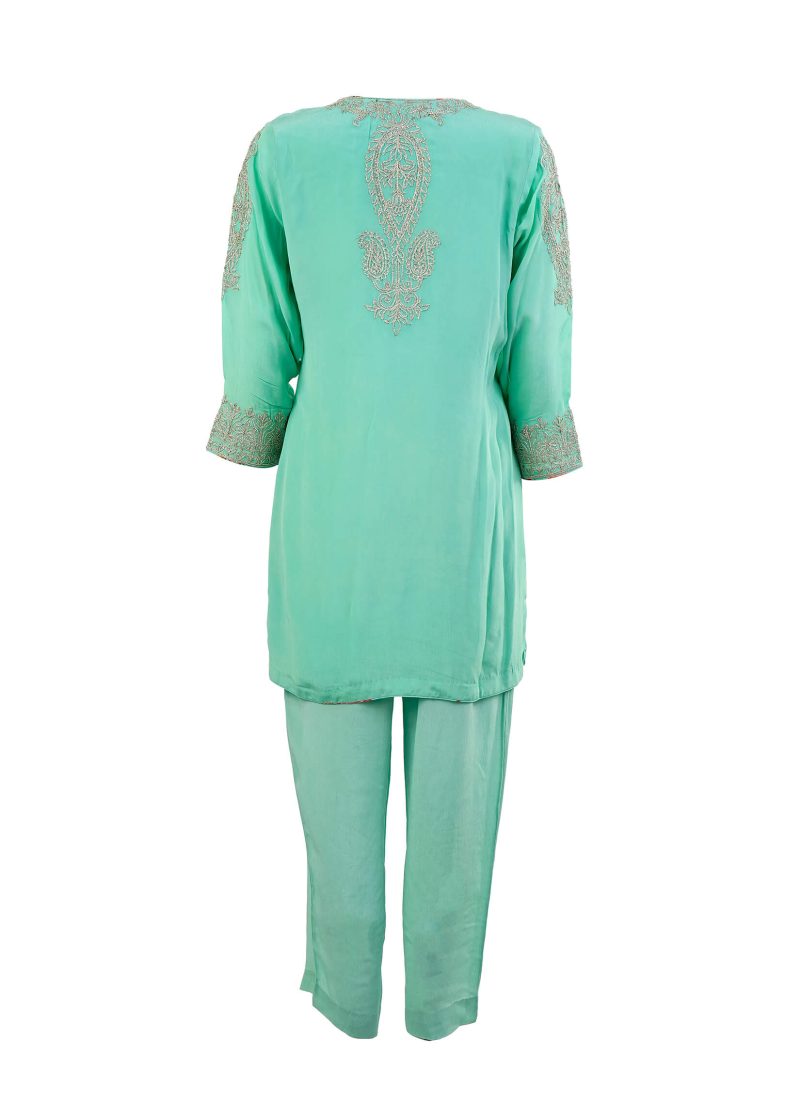 Sonia Ahuja | Blue | Stitched | Designer Wear | Kurta + Trouser | 2 pc set