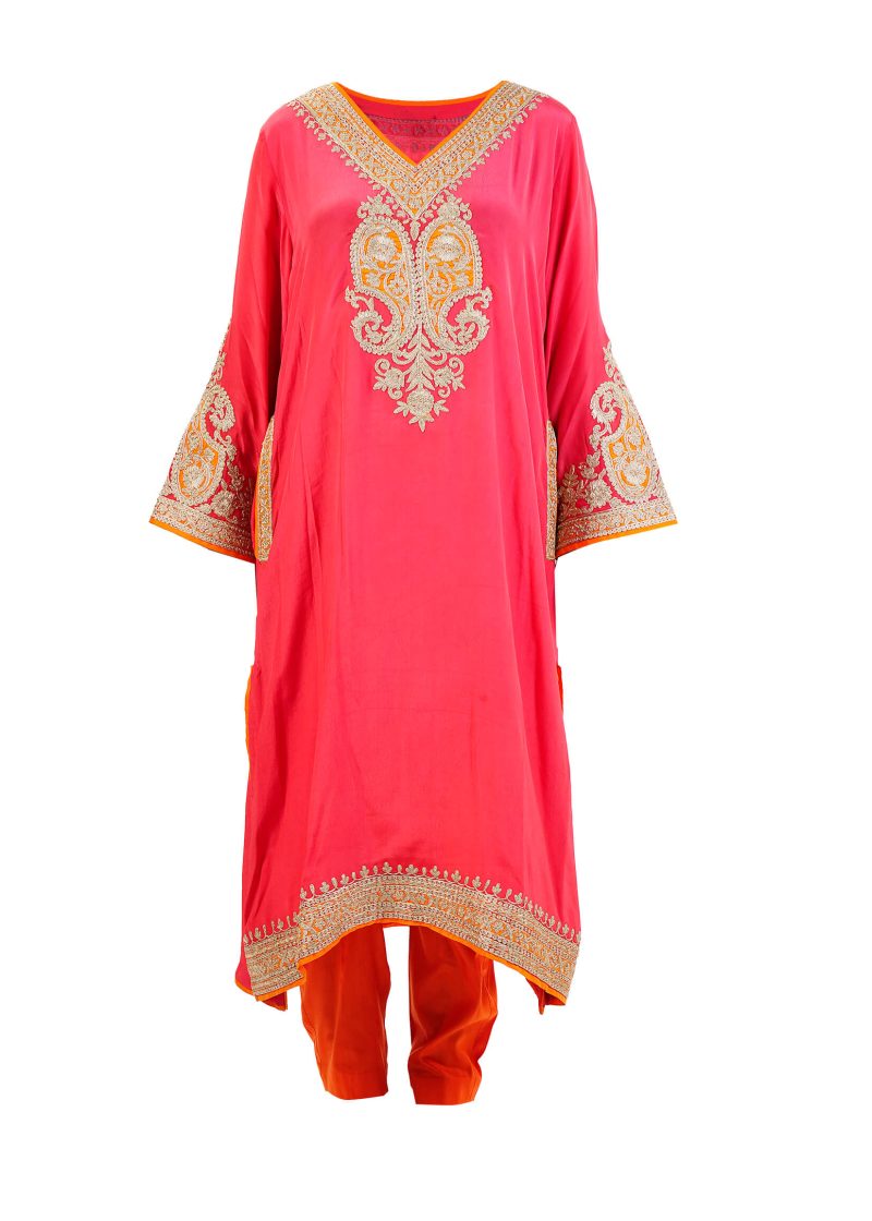 Sonia Ahuja | Red | Stitched | Designer Wear | Kurta Dupatta Trouser | 3 pc set