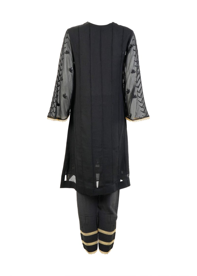 Shamooz | Black | Stitched | Semi-Party Wear | Kurta + Dupatta + Trouser | 3 PC set