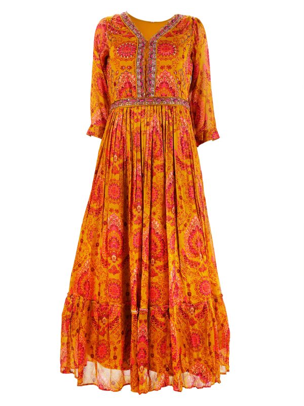 Maysarah Studio | Mustard | Semi Stitched | Wedding wear | Bridal Gown | 1 pc set