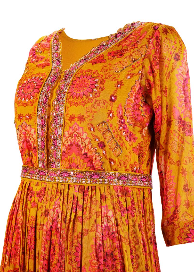 Maysarah Studio | Mustard | Semi Stitched | Wedding wear | Bridal Gown | 1 pc set