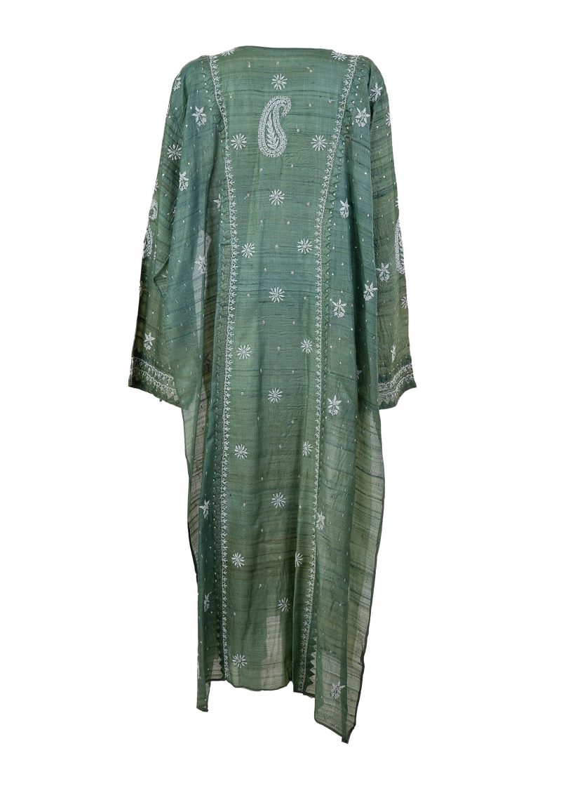 Maysarah Lucknowi | Green | Semi stitched | Festival wear | Kurta Dupatta Style | 2 pc set