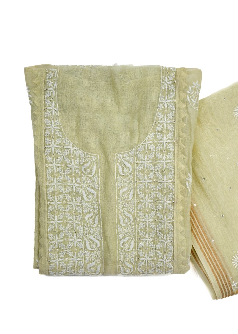 Maysarah Lucknowi | Sea Green | Semi stitched | Festival wear | Kurta Dupatta Style | 2 pc set