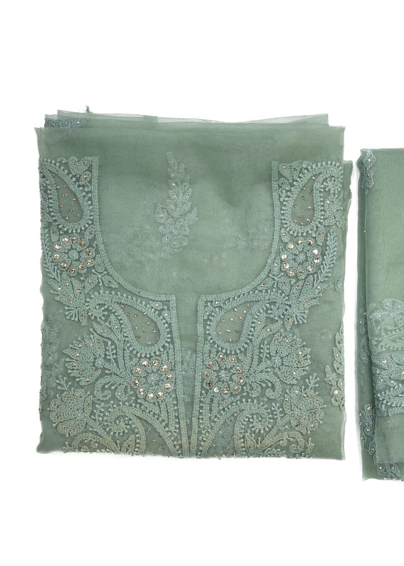 Maysarah Lucknowi | Sea Green | Unstitched | Festival wear | Kurta Dupatta Style | 2 pc set