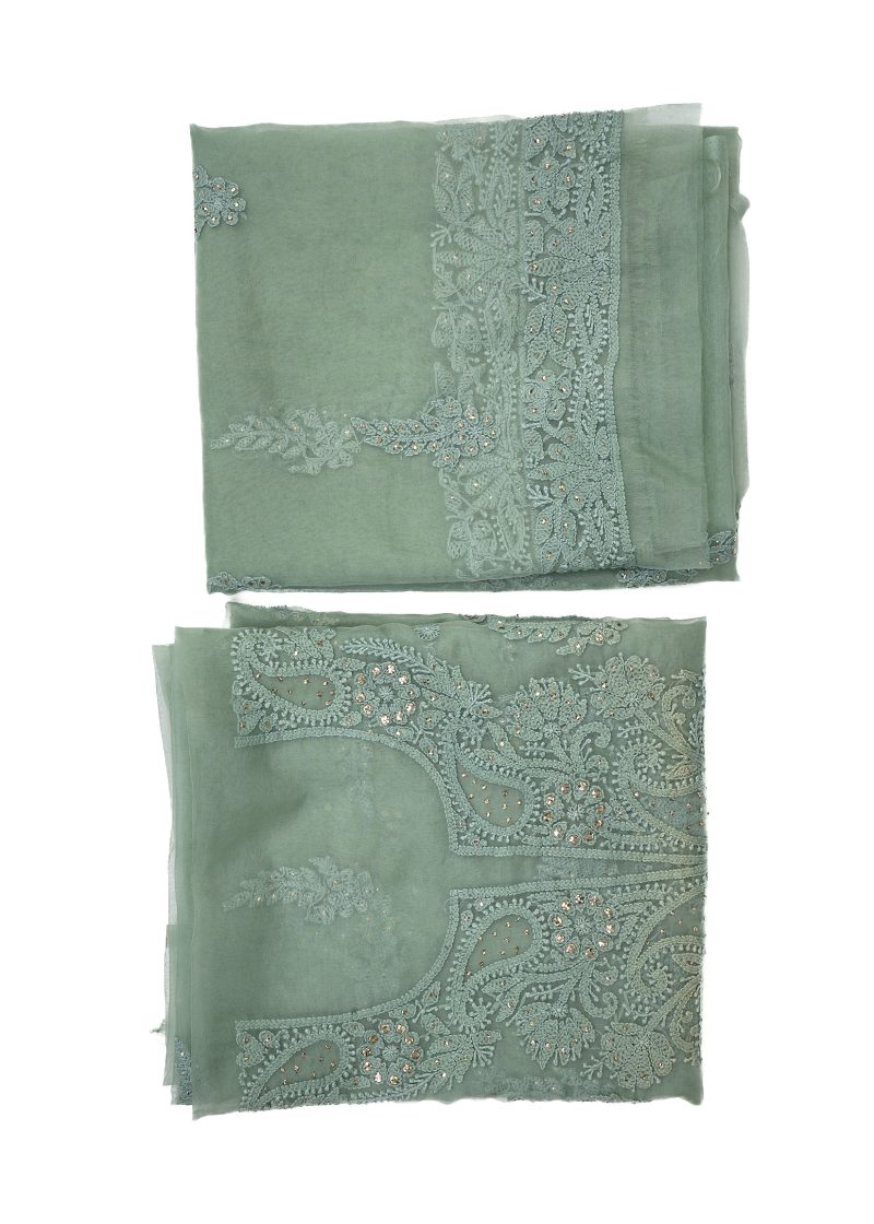 Maysarah Lucknowi | Sea Green | Unstitched | Festival wear | Kurta Dupatta Style | 2 pc set
