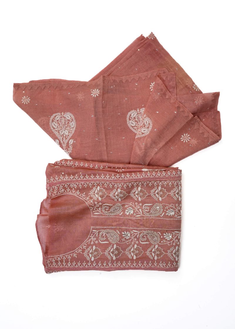 Maysarah Lucknowi | Rose Pink | Semi stitched | Festival wear | Kurta Dupatta Style | 2 pc set