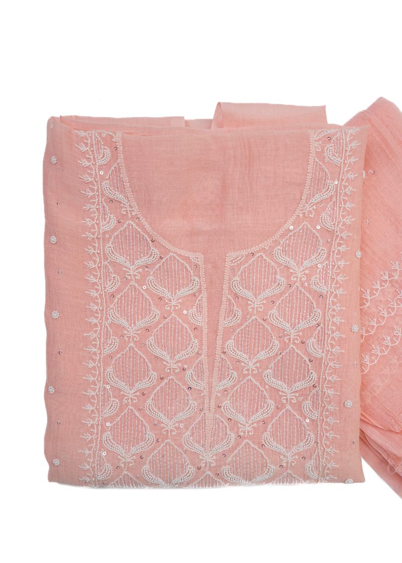 Maysarah Lucknowi | Peach Pink | Unstitched | Festival wear | Kurta Dupatta Style | 2 pc set