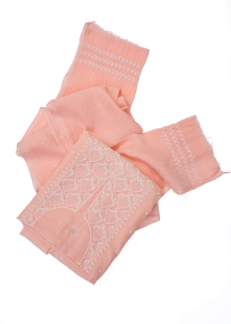 Maysarah Lucknowi | Peach Pink | Unstitched | Festival wear | Kurta Dupatta Style | 2 pc set