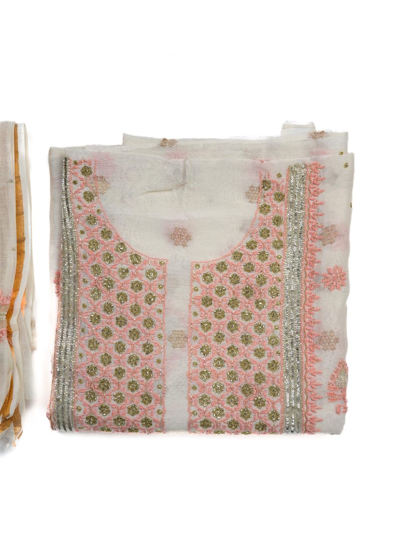 Maysarah Lucknowi | Off White | Stitched | Festival wear | Kurta Trouser Style | 3 pc set