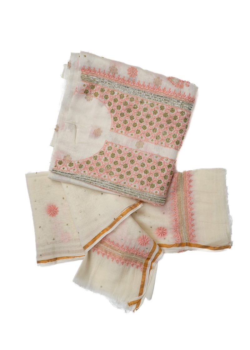 Maysarah Lucknowi | Off White | Stitched | Festival wear | Kurta Trouser Style | 3 pc set