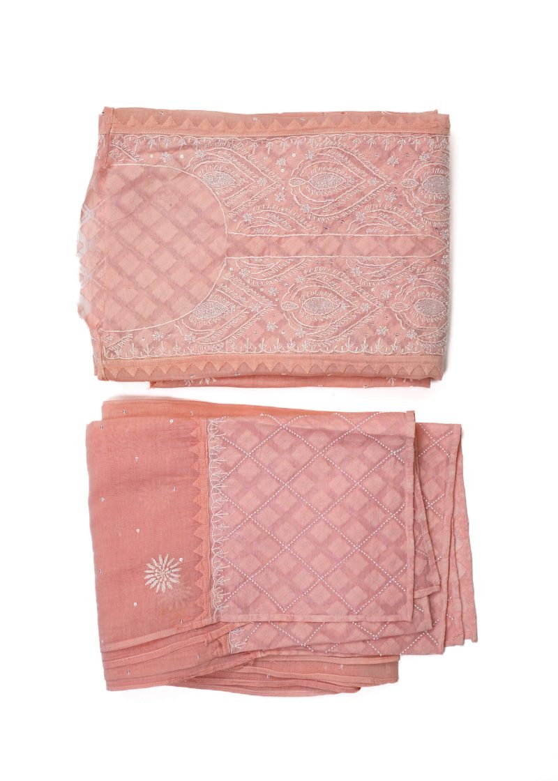 Maysarah Lucknowi | Peach | Semi stitched | Festival wear | Kurta Dupatta Style | 2 pc set