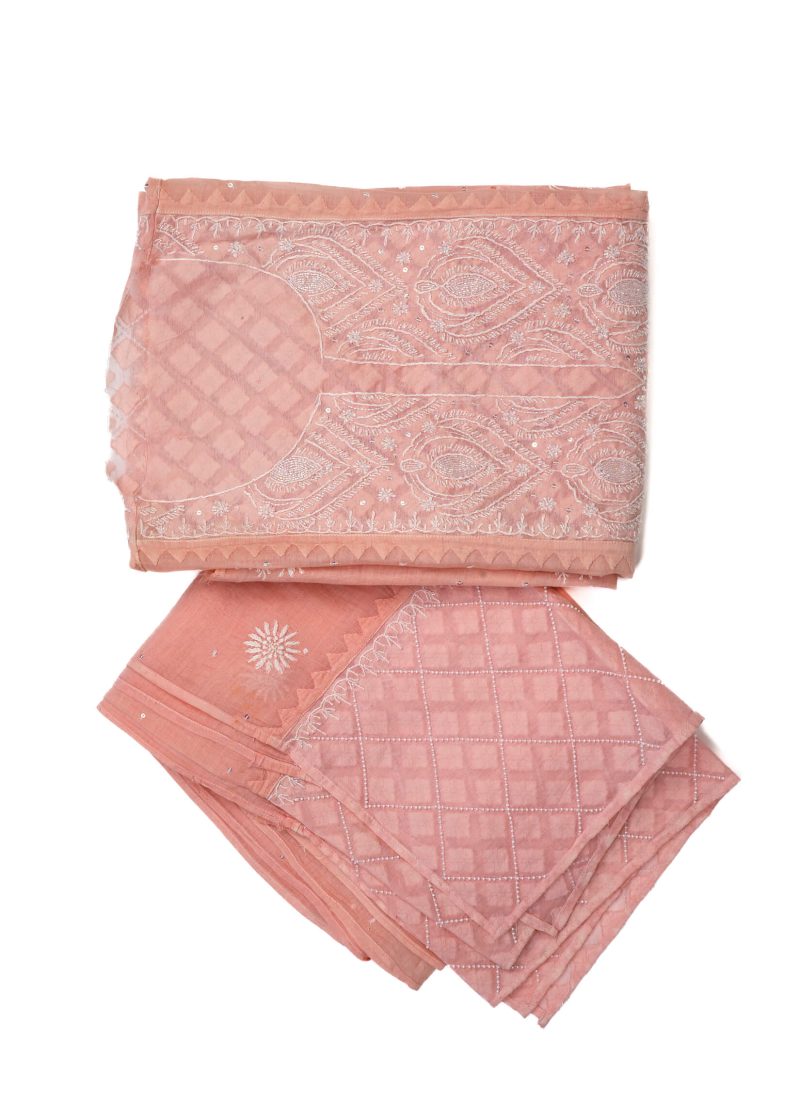 Maysarah Lucknowi | Peach | Semi stitched | Festival wear | Kurta Dupatta Style | 2 pc set