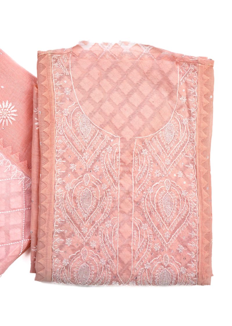 Maysarah Lucknowi | Peach | Semi stitched | Festival wear | Kurta Dupatta Style | 2 pc set