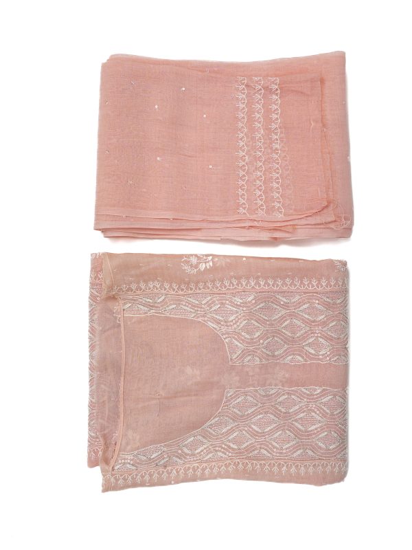 Maysarah Lucknowi | Peach | Semi Stitched | Kurta dupatta | Daily & Festival Wear | 2 pc set.