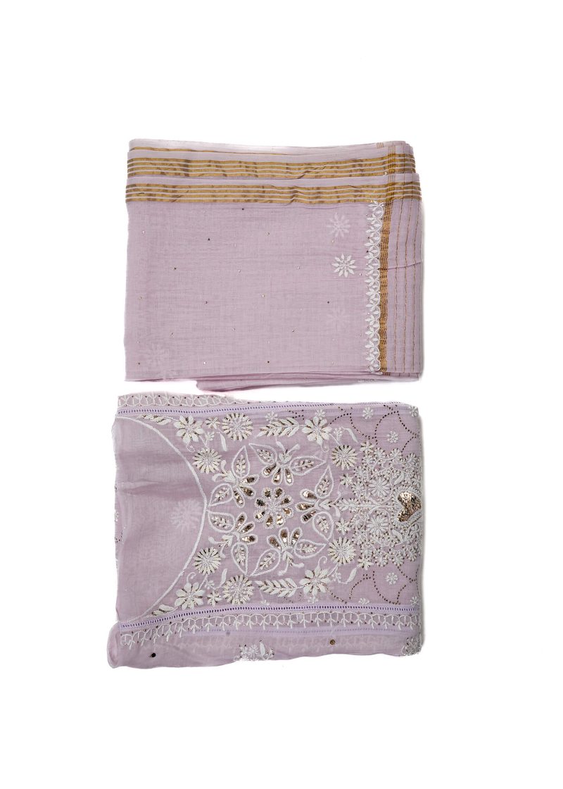 Maysarah Lucknowi | Light Purple | Semi Stitched | Kurta dupatta | Festival Wear | 2 pc set.