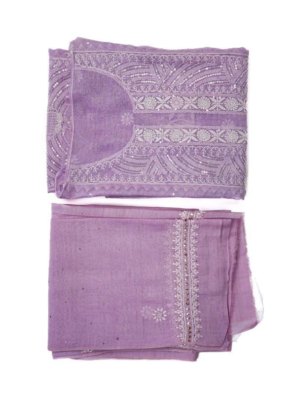 Maysarah Lucknowi | Purple | Semi Stitched | Kurta dupatta | Festival Wear | 2 pc set.