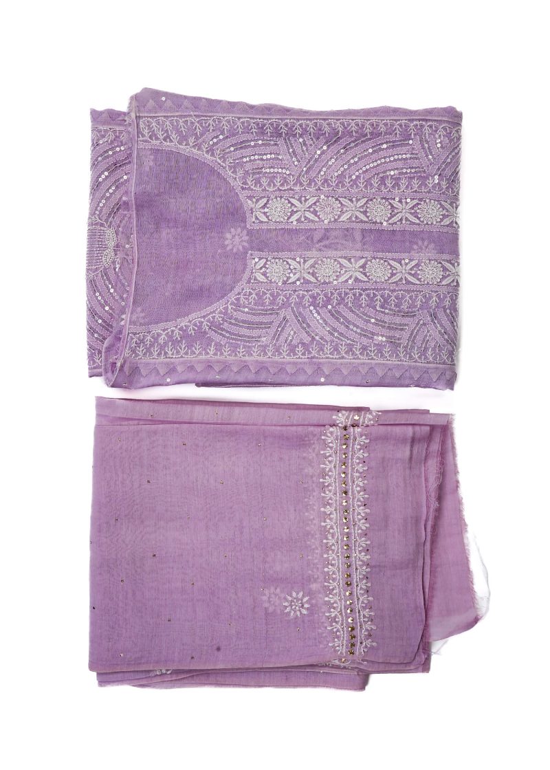 Maysarah Lucknowi | Purple | Semi Stitched | Kurta dupatta | Festival Wear | 2 pc set.