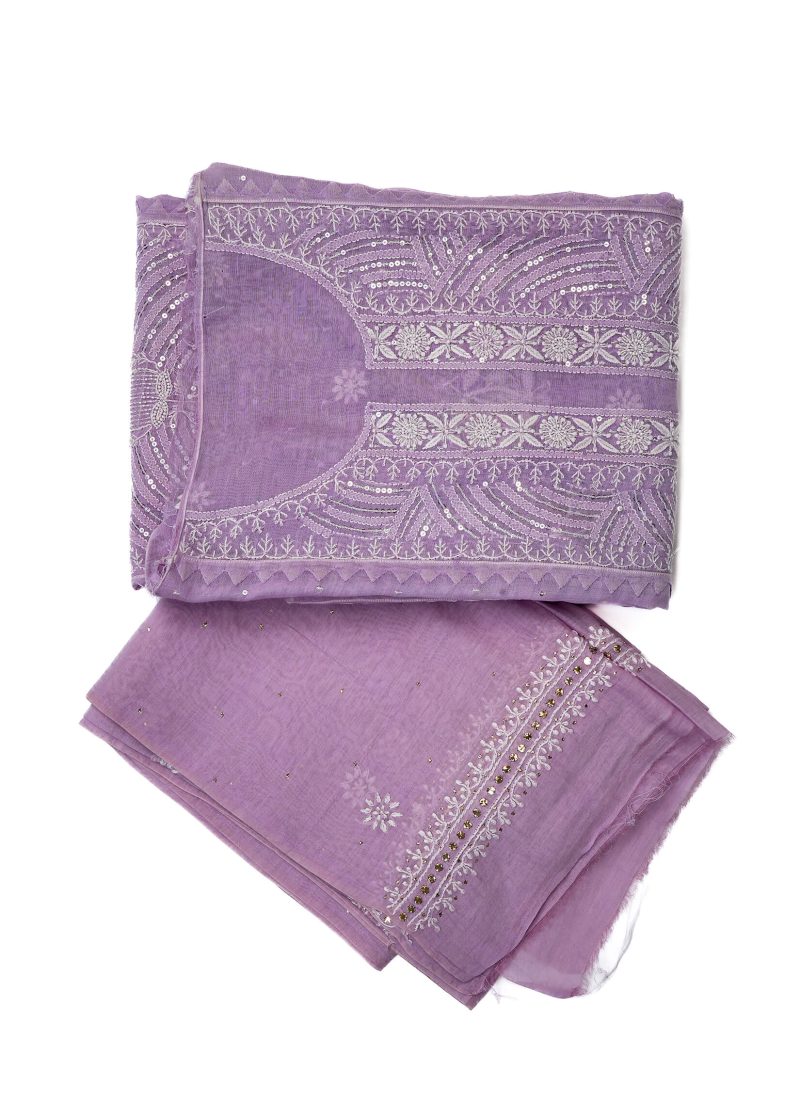 Maysarah Lucknowi | Purple | Semi Stitched | Kurta dupatta | Festival Wear | 2 pc set.