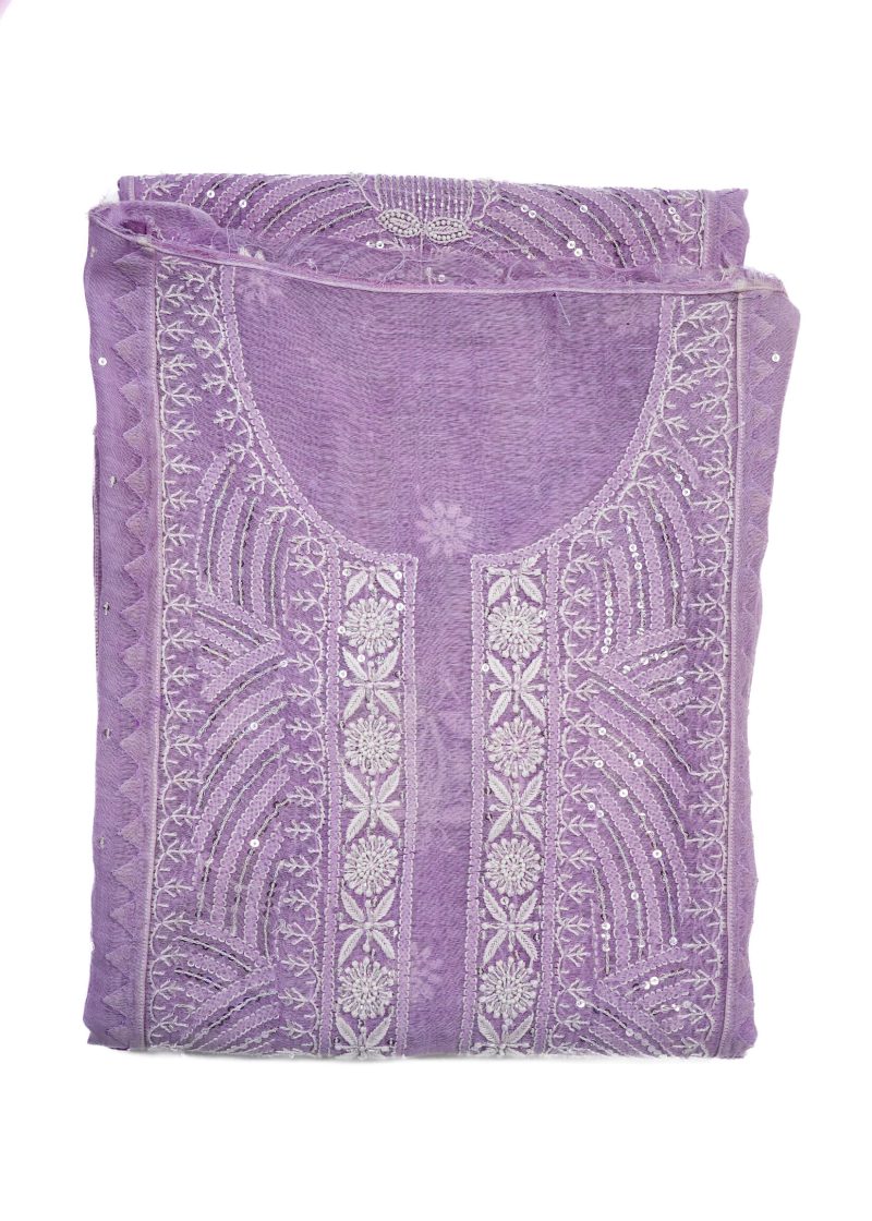 Maysarah Lucknowi | Purple | Semi Stitched | Kurta dupatta | Festival Wear | 2 pc set.