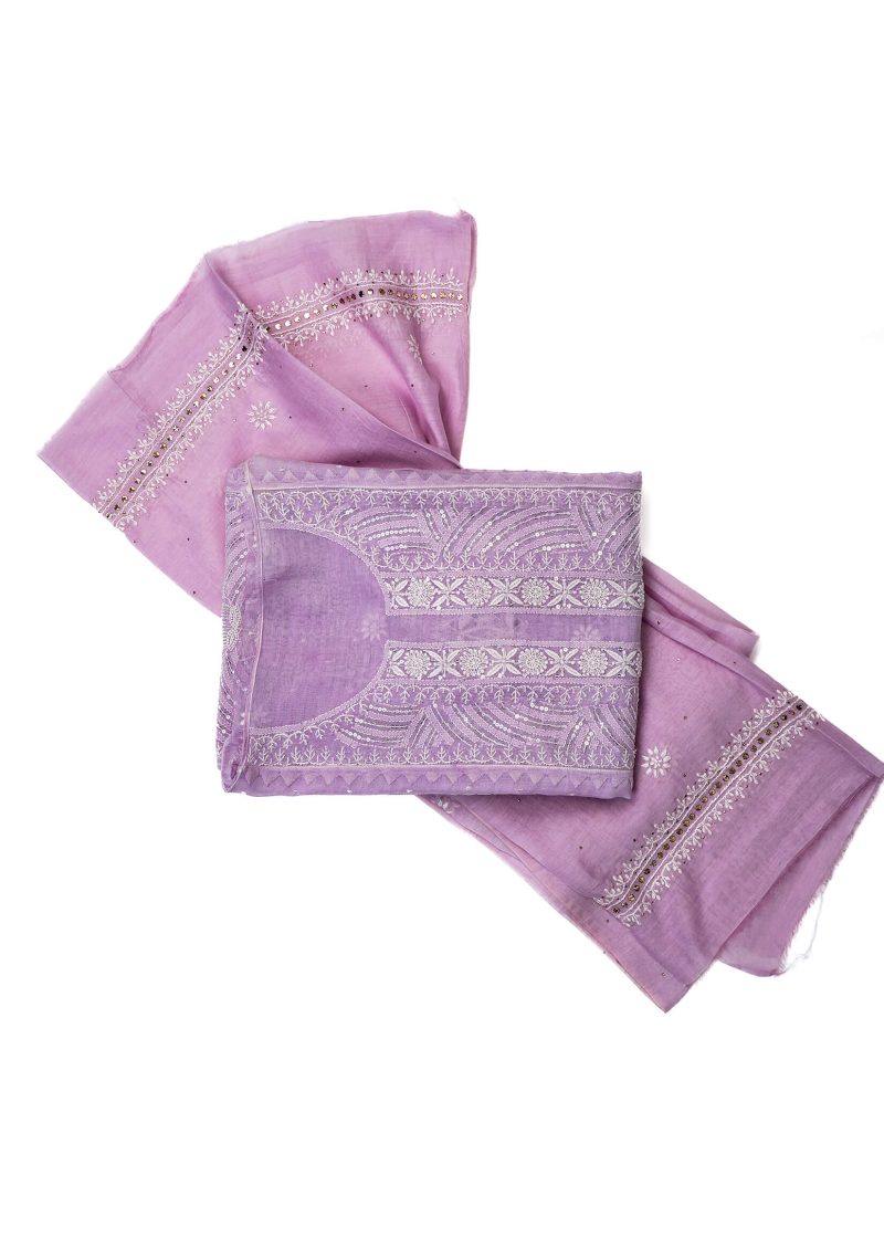 Maysarah Lucknowi | Purple | Semi Stitched | Kurta dupatta | Festival Wear | 2 pc set.